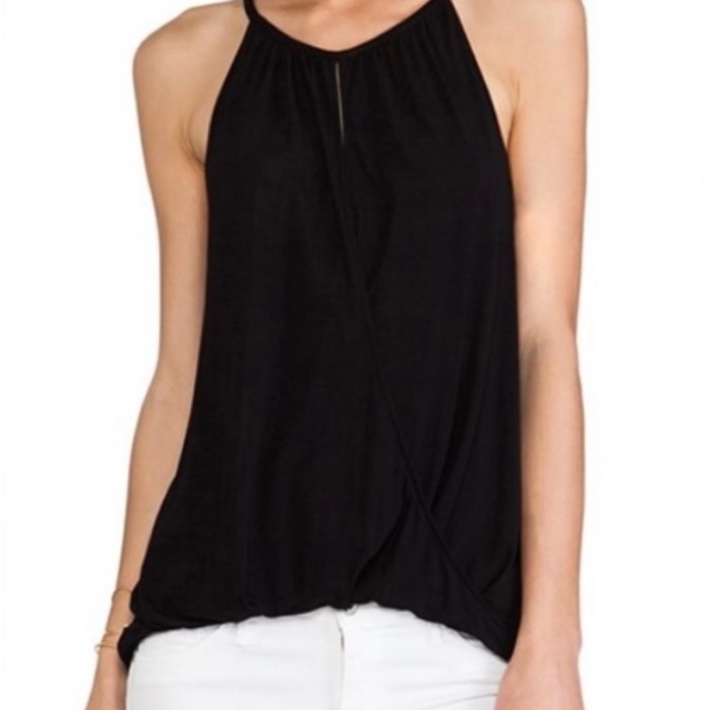 NWT Michael Stars Black Keyhole Hi Low Halter Top